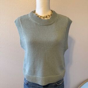 H&M Sweater Vest Blue Gray Knit Sleeveless Pullover Size M